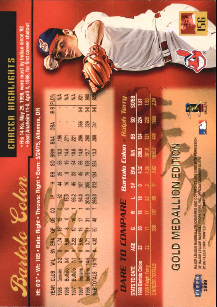 1999 Ultra (Fleer) Baseball "Gold and Platinum Medallion" Parallel Cards - Picture 16 of 224