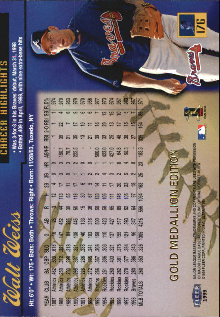 1999 Ultra (Fleer) Baseball "Gold and Platinum Medallion" Parallel Cards - Picture 18 of 224
