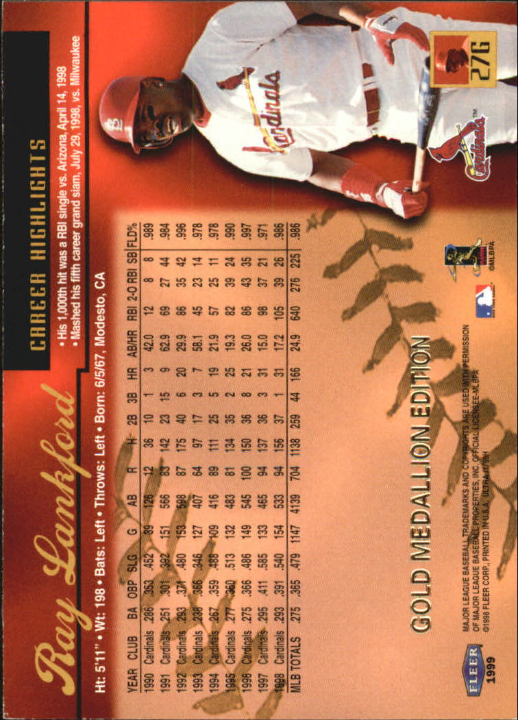 1999 Ultra (Fleer) Baseball "Gold and Platinum Medallion" Parallel Cards - Picture 28 of 224