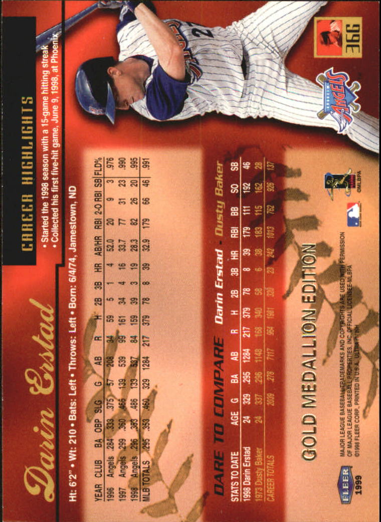 1999 Ultra (Fleer) Baseball "Gold and Platinum Medallion" Parallel Cards - Picture 38 of 224