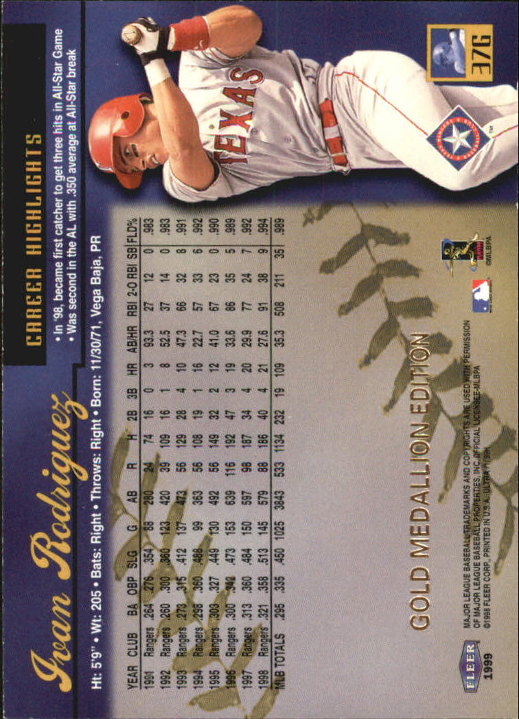 1999 Ultra (Fleer) Baseball "Gold and Platinum Medallion" Parallel Cards - Picture 40 of 224