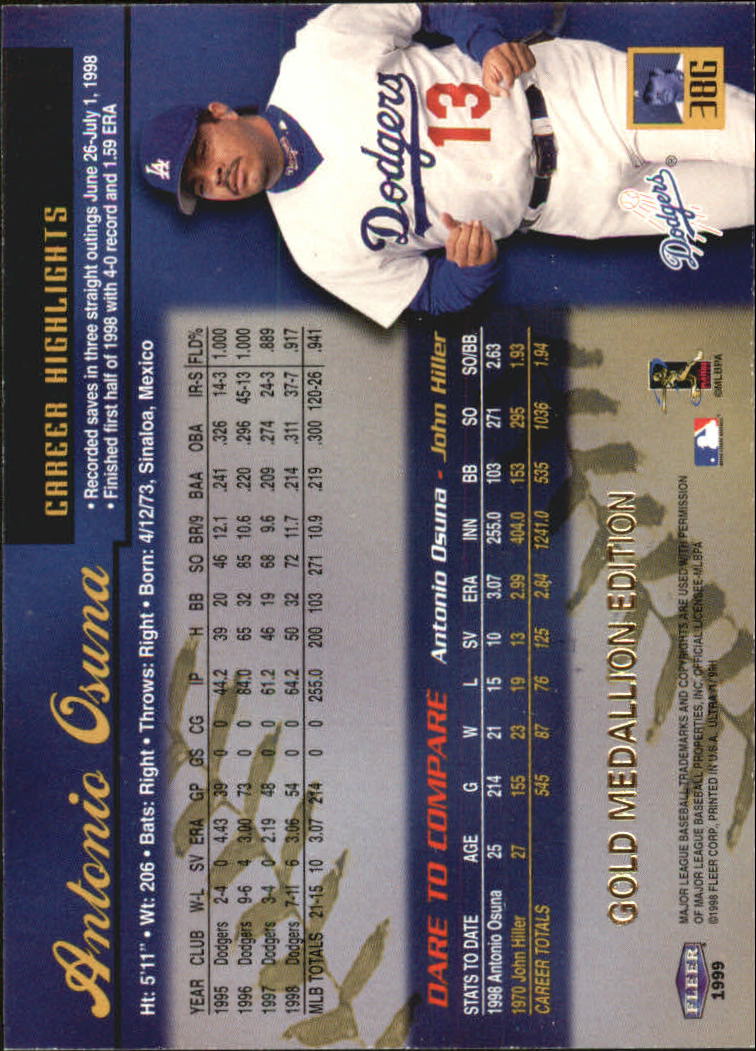 1999 Ultra (Fleer) Baseball "Gold and Platinum Medallion" Parallel Cards - Picture 42 of 224