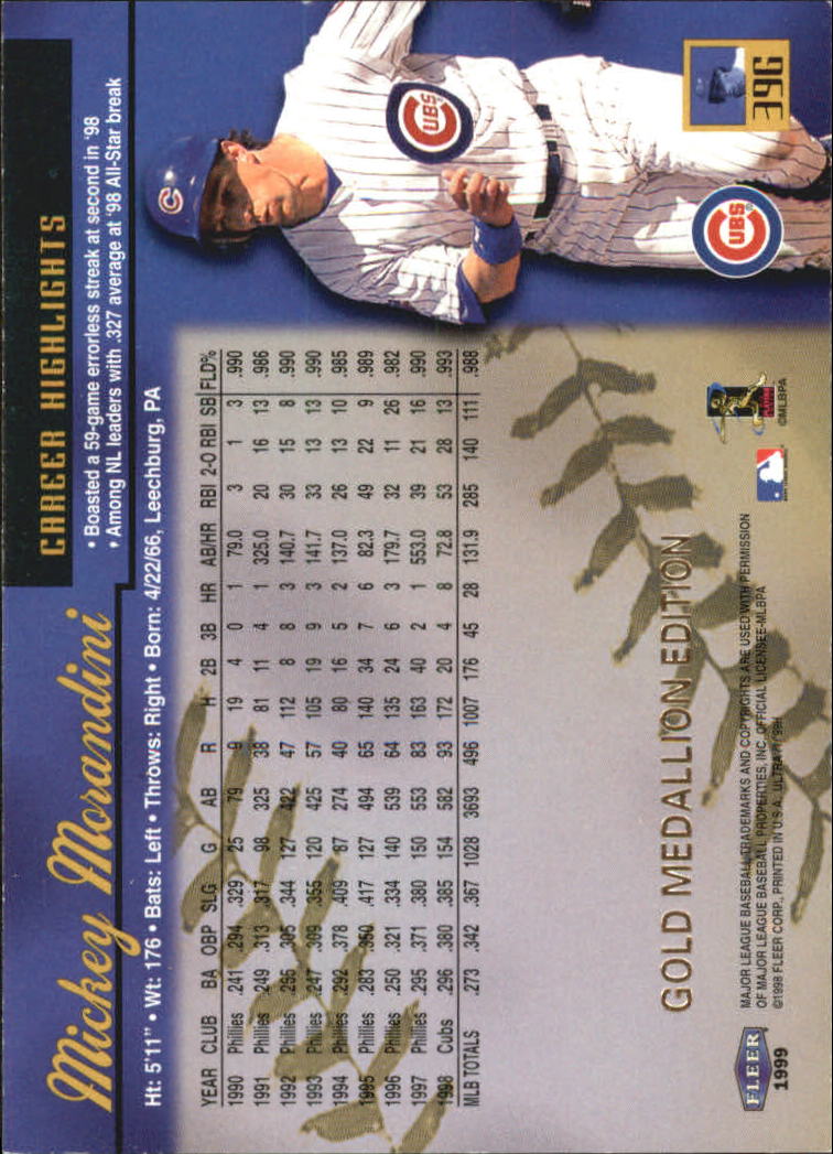 1999 Ultra (Fleer) Baseball "Gold and Platinum Medallion" Parallel Cards - Picture 44 of 224