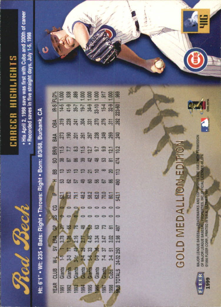 1999 Ultra (Fleer) Baseball "Gold and Platinum Medallion" Parallel Cards - Picture 46 of 224