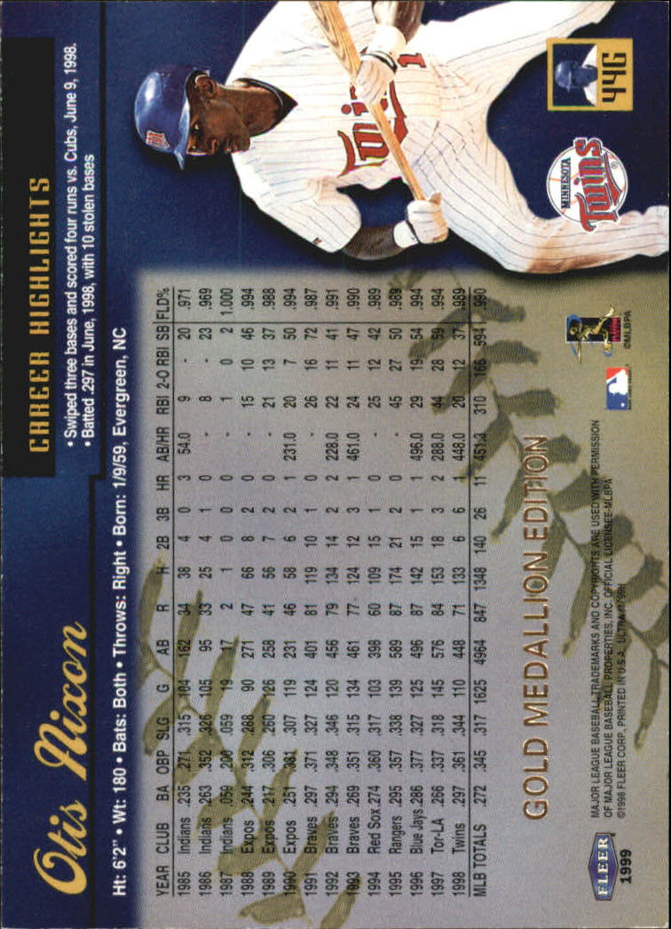 1999 Ultra (Fleer) Baseball "Gold and Platinum Medallion" Parallel Cards - Picture 48 of 224