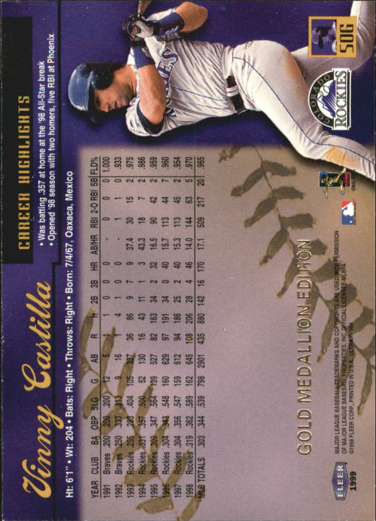 1999 Ultra (Fleer) Baseball "Gold and Platinum Medallion" Parallel Cards - Picture 56 of 224