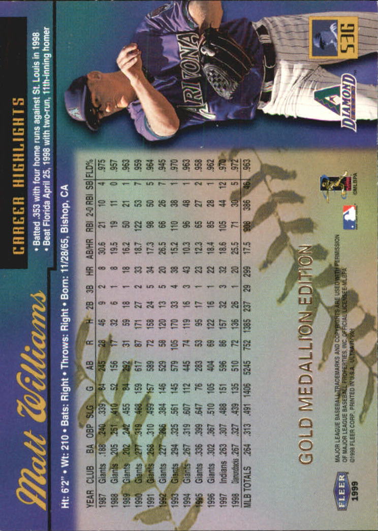1999 Ultra (Fleer) Baseball "Gold and Platinum Medallion" Parallel Cards - Picture 60 of 224