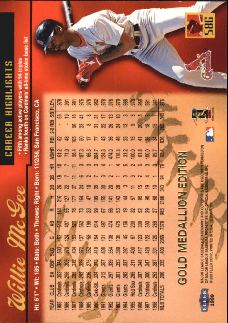 1999 Ultra (Fleer) Baseball "Gold and Platinum Medallion" Parallel Cards - Picture 68 of 224