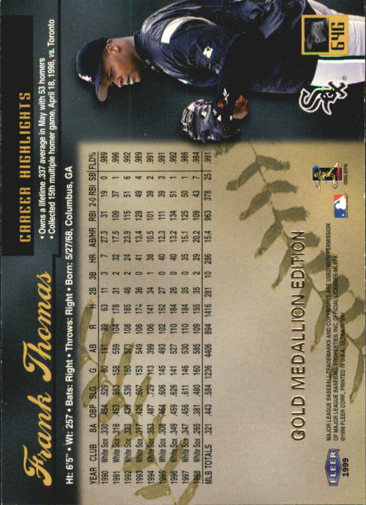 1999 Ultra (Fleer) Baseball "Gold and Platinum Medallion" Parallel Cards - Picture 72 of 224