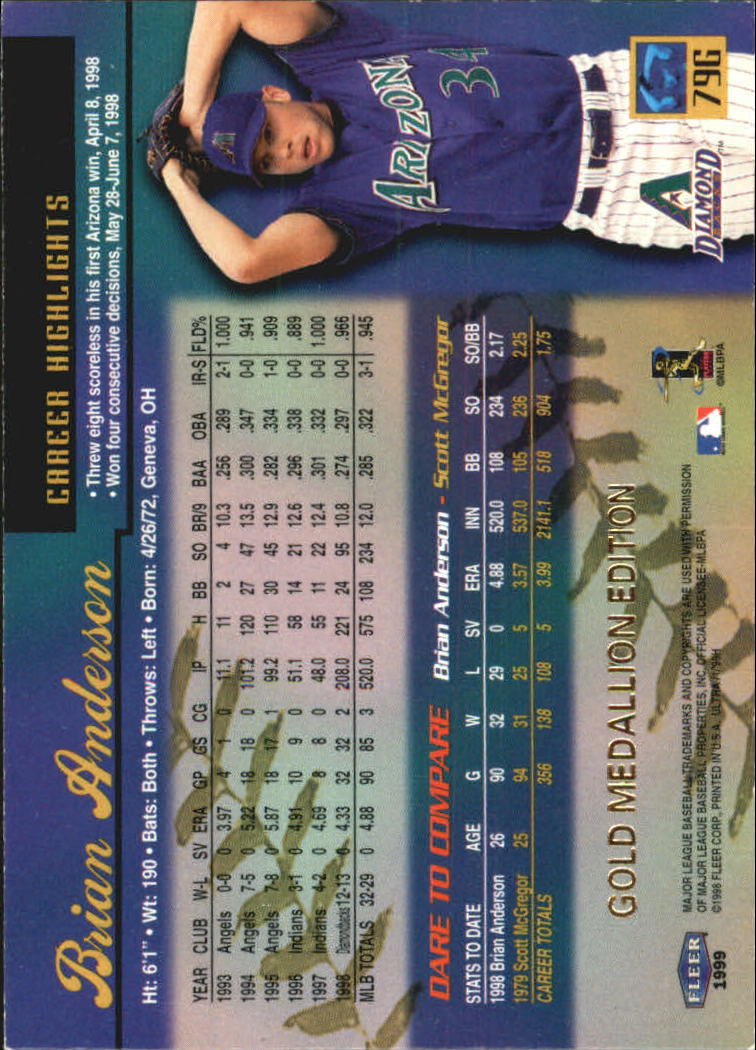 1999 Ultra (Fleer) Baseball "Gold and Platinum Medallion" Parallel Cards - Picture 80 of 224