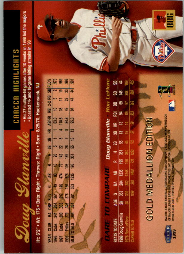 1999 Ultra (Fleer) Baseball "Gold and Platinum Medallion" Parallel Cards - Picture 90 of 224