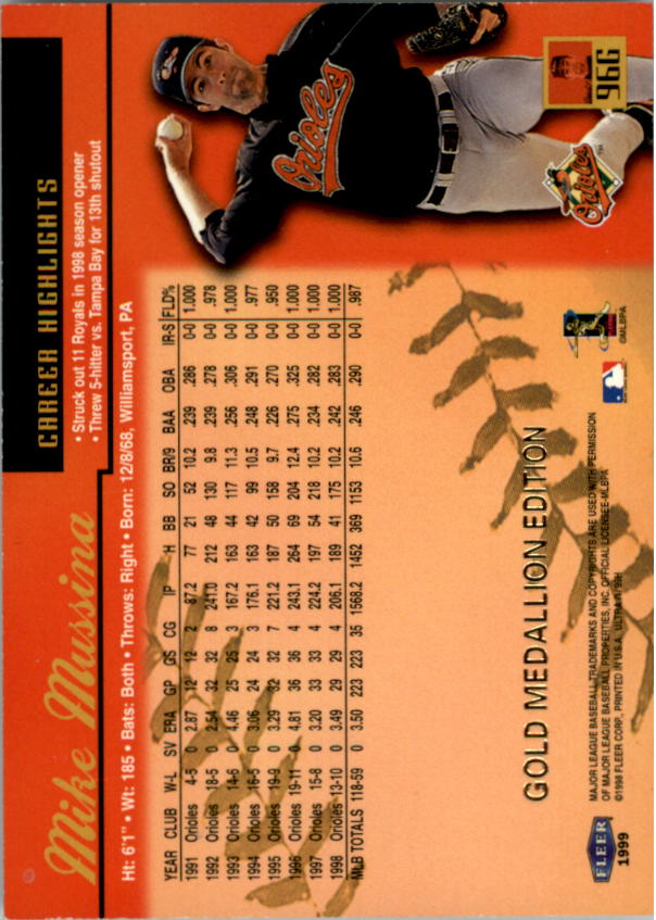 1999 Ultra (Fleer) Baseball "Gold and Platinum Medallion" Parallel Cards - Picture 99 of 224