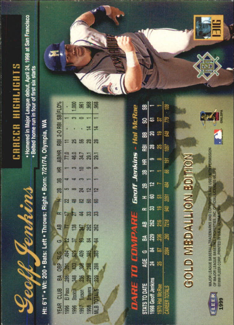 1999 Ultra (Fleer) Baseball "Gold and Platinum Medallion" Parallel Cards - Picture 128 of 224