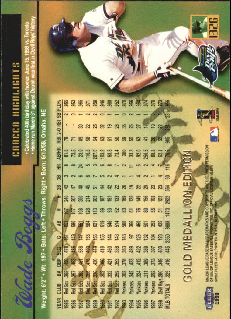 1999 Ultra (Fleer) Baseball "Gold and Platinum Medallion" Parallel Cards - Picture 130 of 224