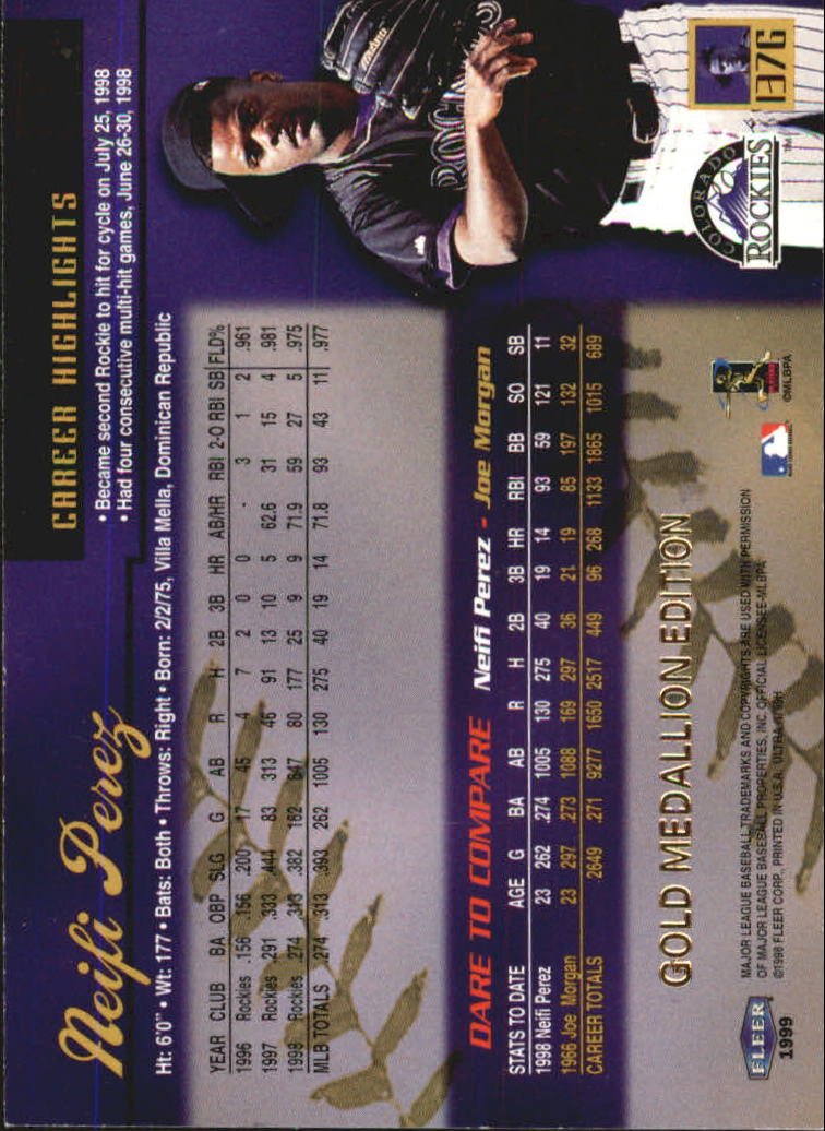 1999 Ultra (Fleer) Baseball "Gold and Platinum Medallion" Parallel Cards - Picture 134 of 224