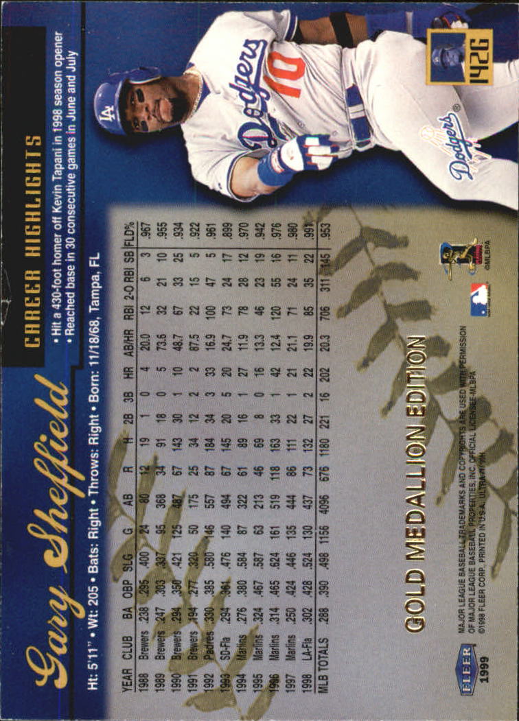 1999 Ultra (Fleer) Baseball "Gold and Platinum Medallion" Parallel Cards - Picture 138 of 224