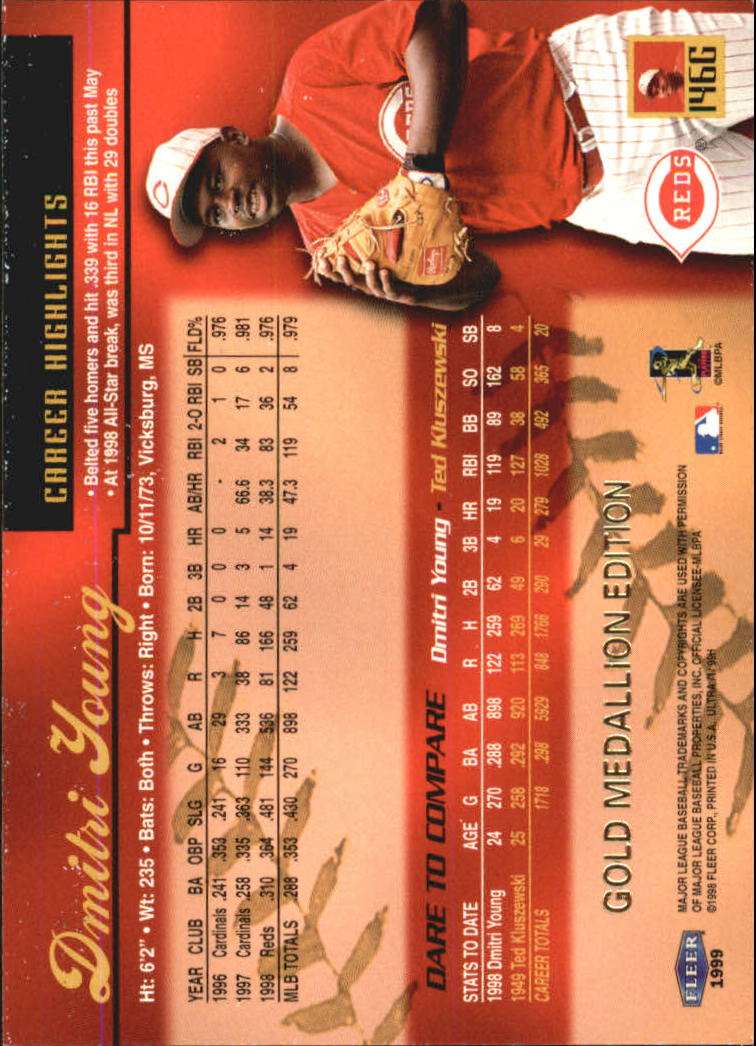 1999 Ultra (Fleer) Baseball "Gold and Platinum Medallion" Parallel Cards - Picture 142 of 224