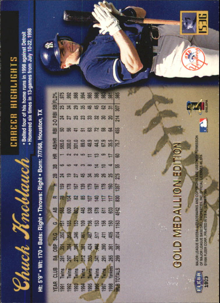 1999 Ultra (Fleer) Baseball "Gold and Platinum Medallion" Parallel Cards - Picture 148 of 224