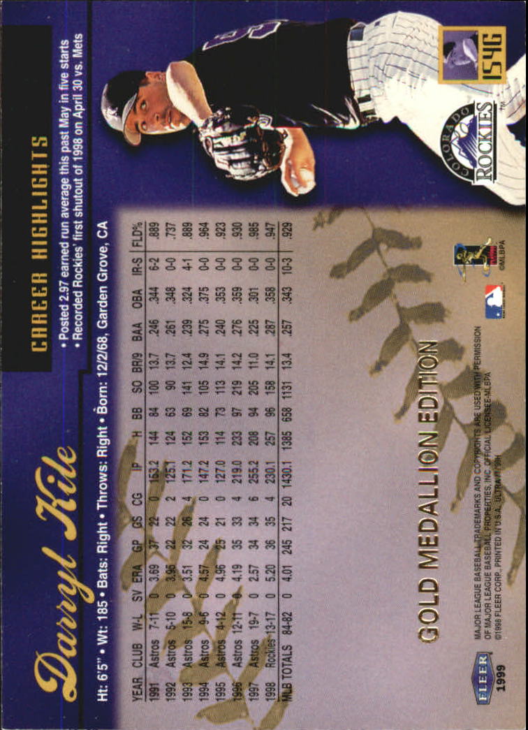 1999 Ultra (Fleer) Baseball "Gold and Platinum Medallion" Parallel Cards - Picture 150 of 224
