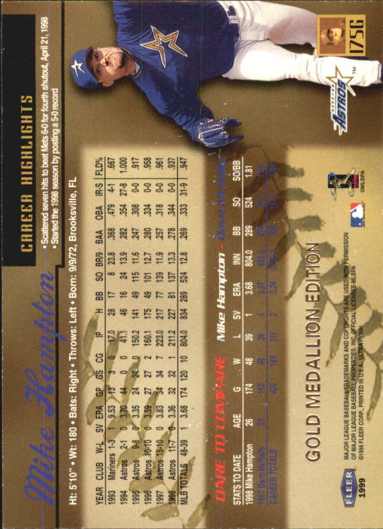 1999 Ultra (Fleer) Baseball "Gold and Platinum Medallion" Parallel Cards - Picture 166 of 224