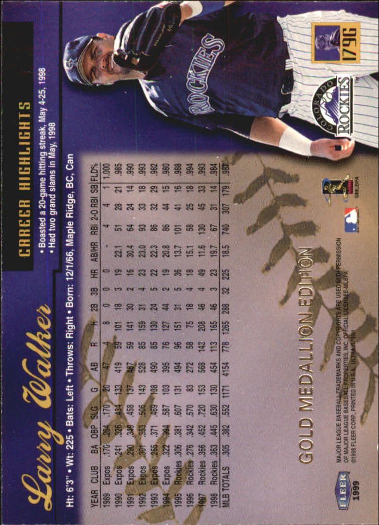 1999 Ultra (Fleer) Baseball "Gold and Platinum Medallion" Parallel Cards - Picture 174 of 224