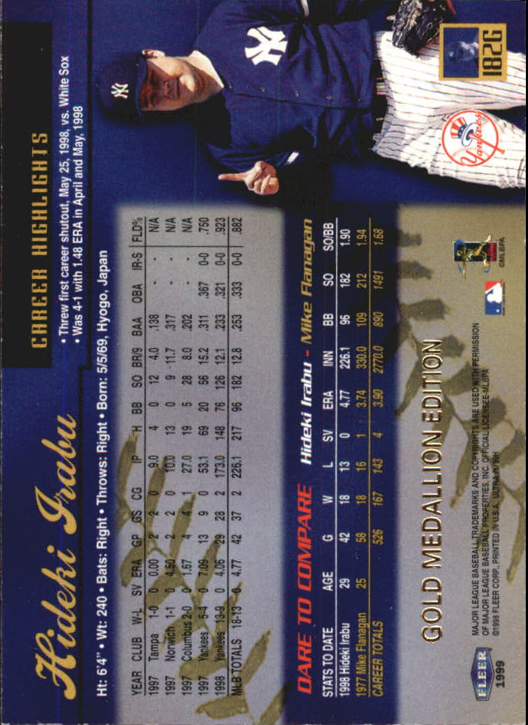 1999 Ultra (Fleer) Baseball "Gold and Platinum Medallion" Parallel Cards - Picture 176 of 224