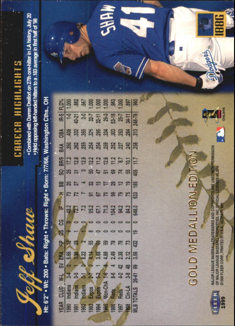 1999 Ultra (Fleer) Baseball "Gold and Platinum Medallion" Parallel Cards - Picture 180 of 224