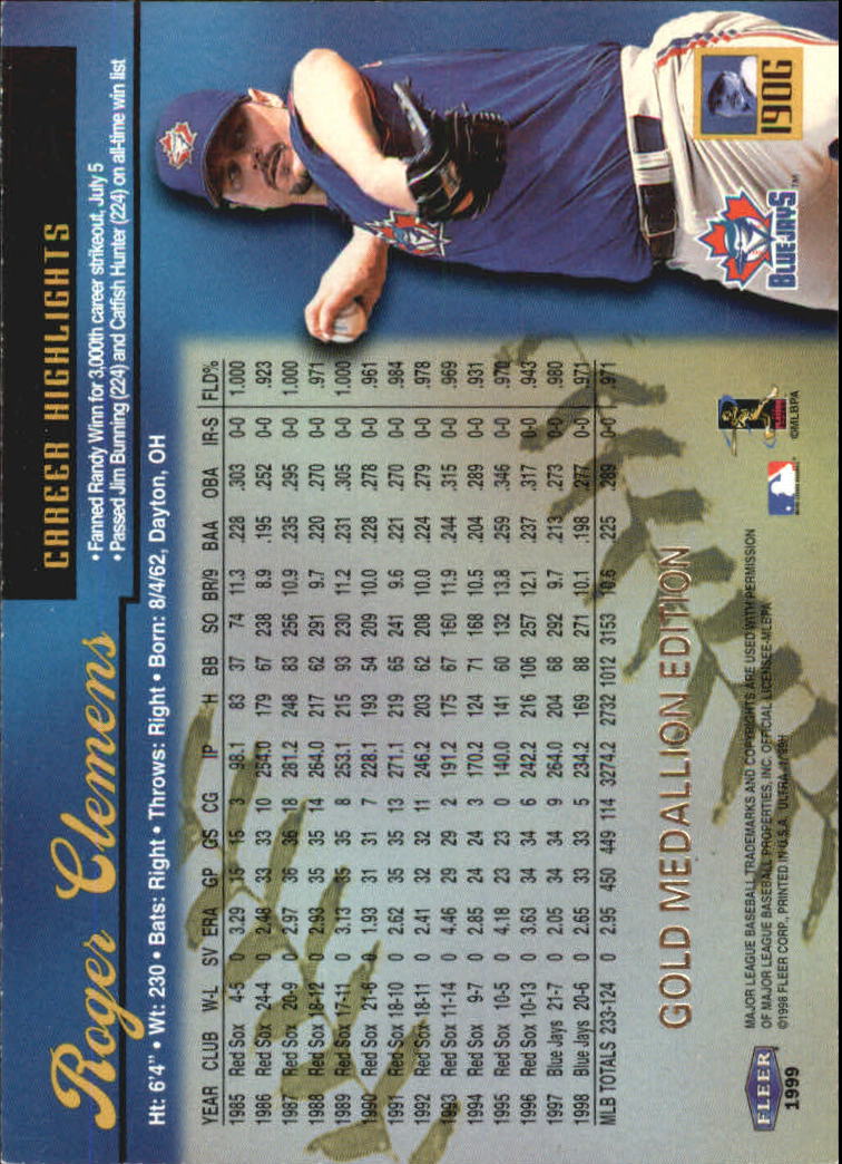 1999 Ultra (Fleer) Baseball "Gold and Platinum Medallion" Parallel Cards - Picture 184 of 224