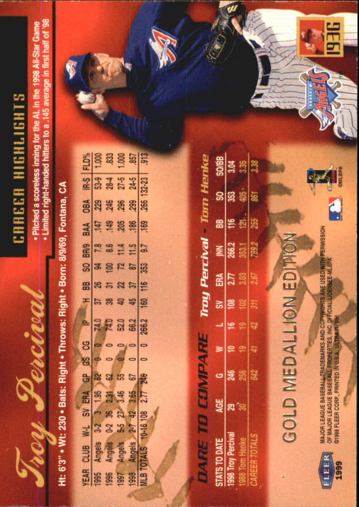 1999 Ultra (Fleer) Baseball "Gold and Platinum Medallion" Parallel Cards - Picture 188 of 224