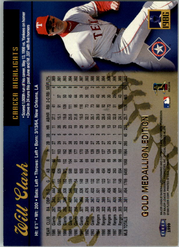 1999 Ultra (Fleer) Baseball "Gold and Platinum Medallion" Parallel Cards - Picture 192 of 224
