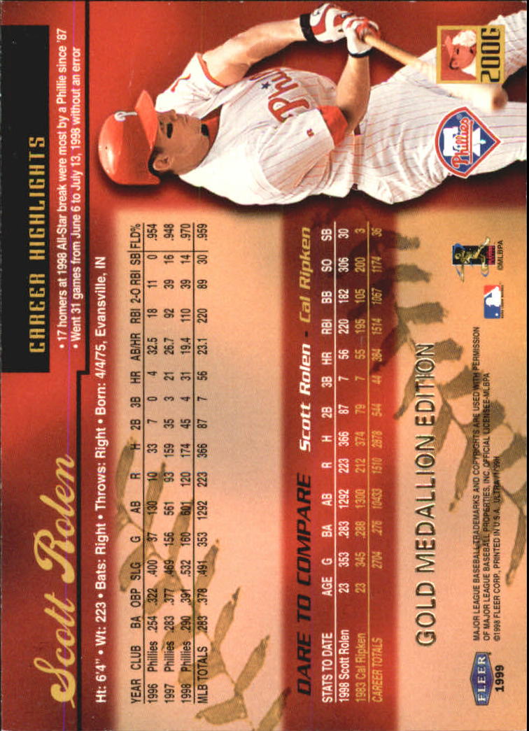 1999 Ultra (Fleer) Baseball "Gold and Platinum Medallion" Parallel Cards - Picture 194 of 224