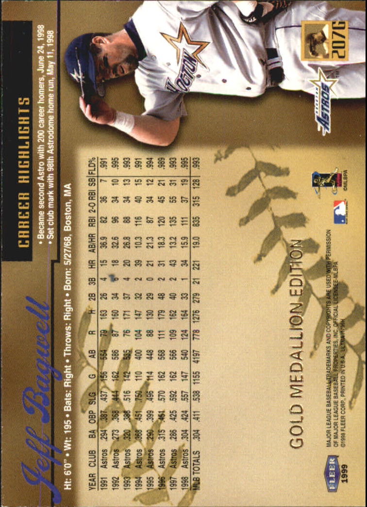 1999 Ultra (Fleer) Baseball "Gold and Platinum Medallion" Parallel Cards - Picture 200 of 224