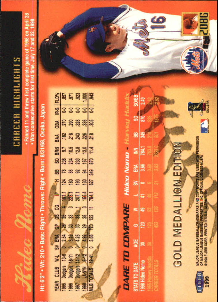 1999 Ultra (Fleer) Baseball "Gold and Platinum Medallion" Parallel Cards - Picture 202 of 224