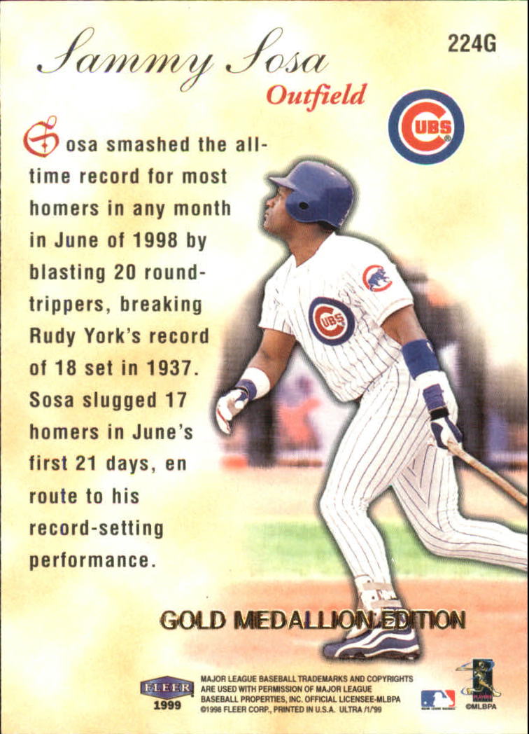 1999 Ultra (Fleer) Baseball "Gold and Platinum Medallion" Parallel Cards - Picture 210 of 224