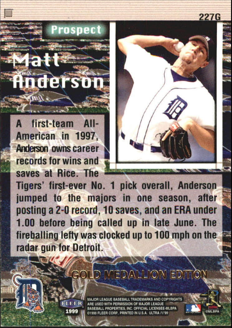 1999 Ultra (Fleer) Baseball "Gold and Platinum Medallion" Parallel Cards - Picture 212 of 224