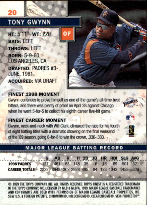 1999 Finest Baseball Part 1 - Picture 41 of 481