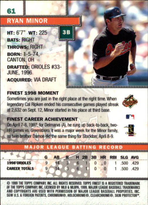 1999 Finest Baseball Part 1 - Picture 123 of 481