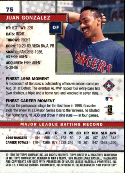 1999 Finest Baseball Part 1 - Picture 151 of 481