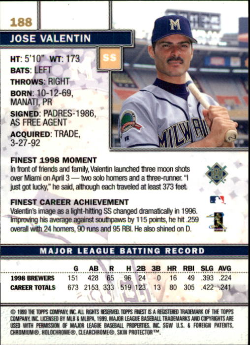 1999 Finest Baseball Part 1 - Picture 324 of 481