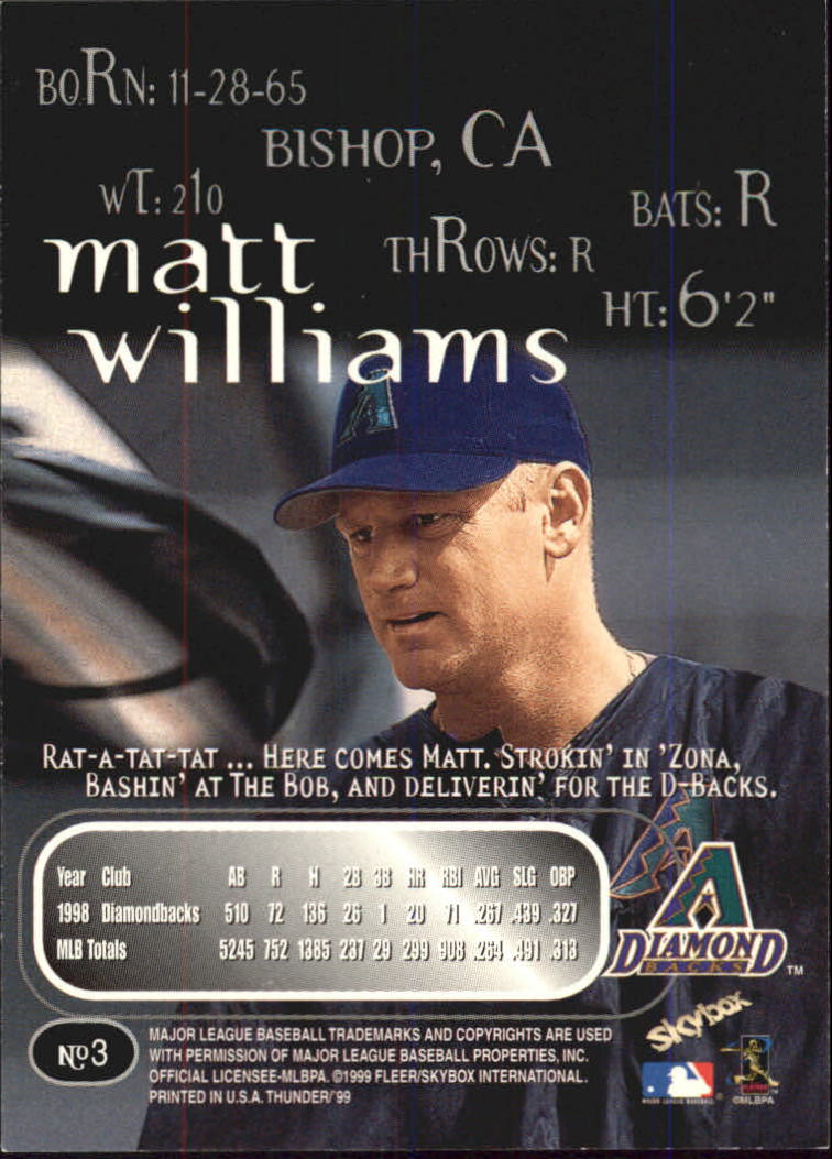 1999 Skybox Thunder Baseball "Main Set" Cards #1 to #150 - Picture 7 of 281