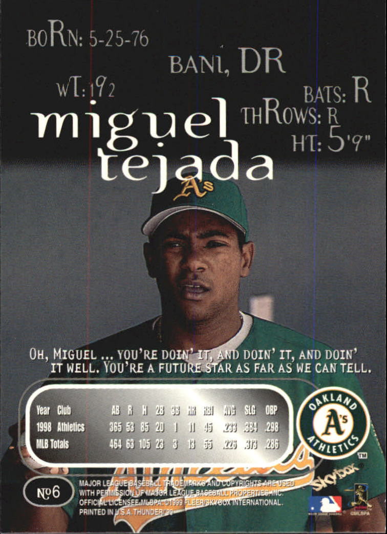 1999 Skybox Thunder Baseball "Main Set" Cards #1 to #150 - Picture 13 of 281