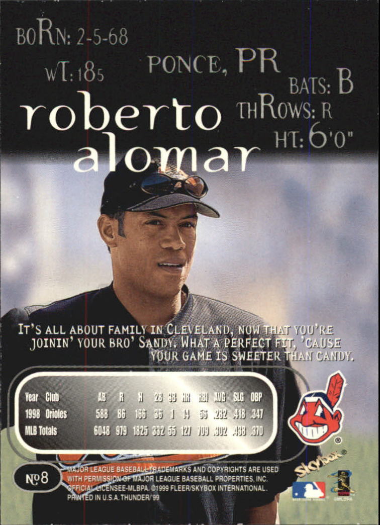 1999 Skybox Thunder Baseball "Main Set" Cards #1 to #150 - Picture 17 of 281