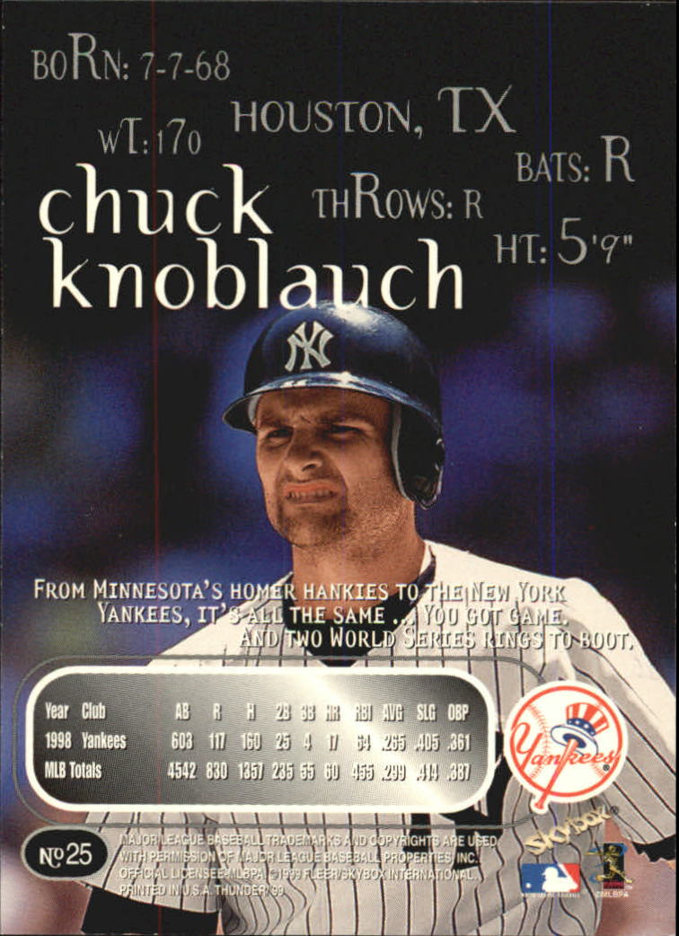 1999 Skybox Thunder Baseball "Main Set" Cards #1 to #150 - Picture 49 of 281
