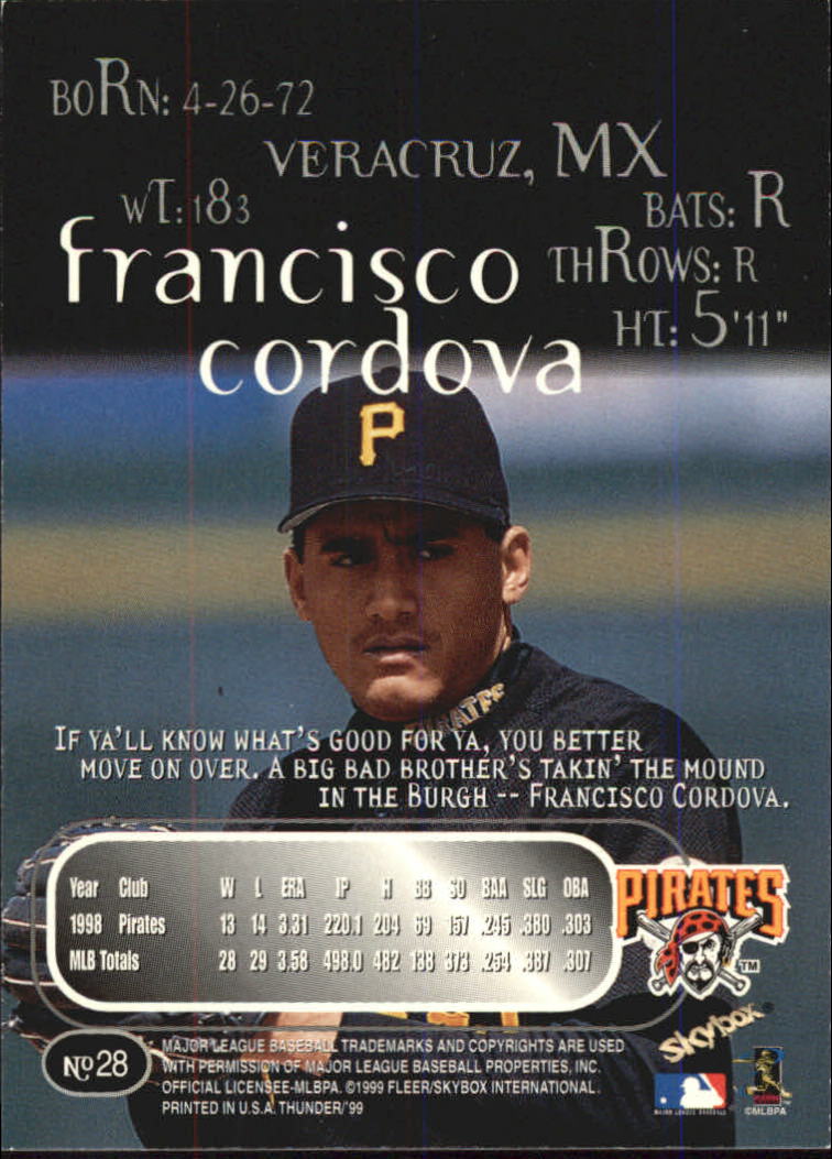 1999 Skybox Thunder Baseball "Main Set" Cards #1 to #150 - Picture 55 of 281