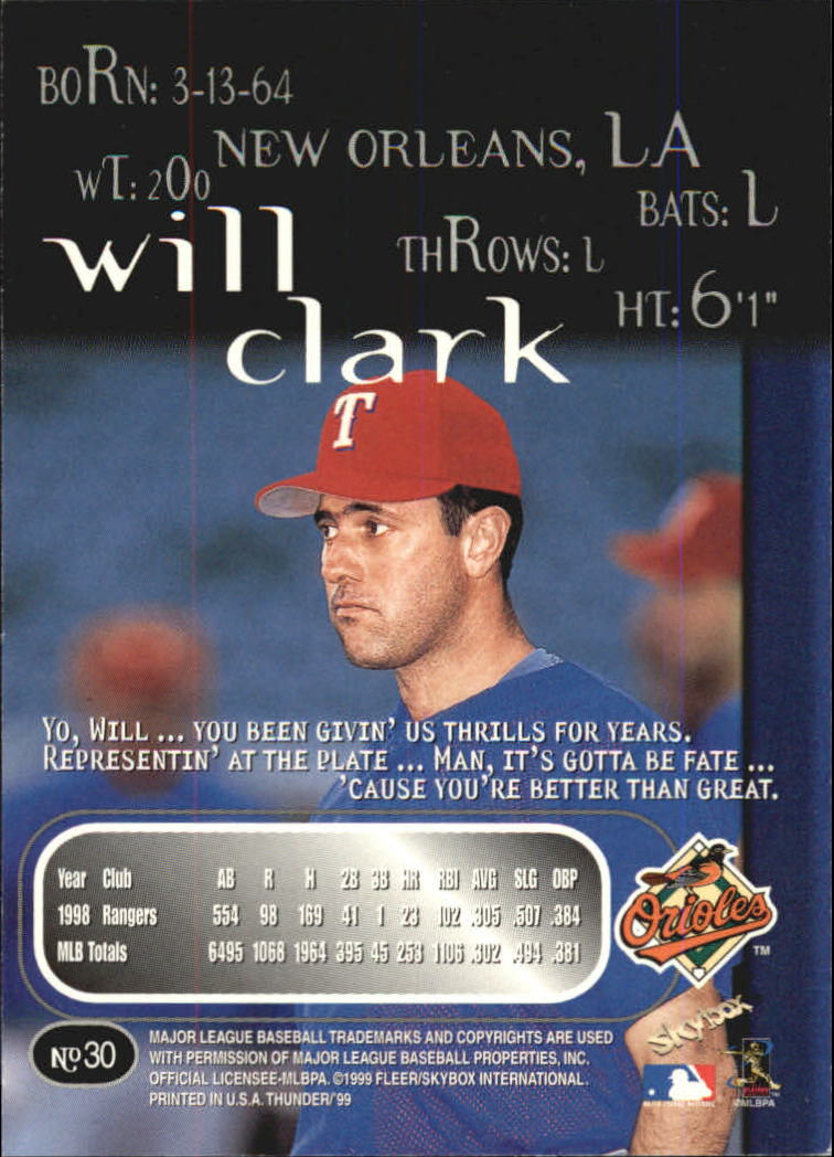 1999 Skybox Thunder Baseball "Main Set" Cards #1 to #150 - Picture 57 of 281