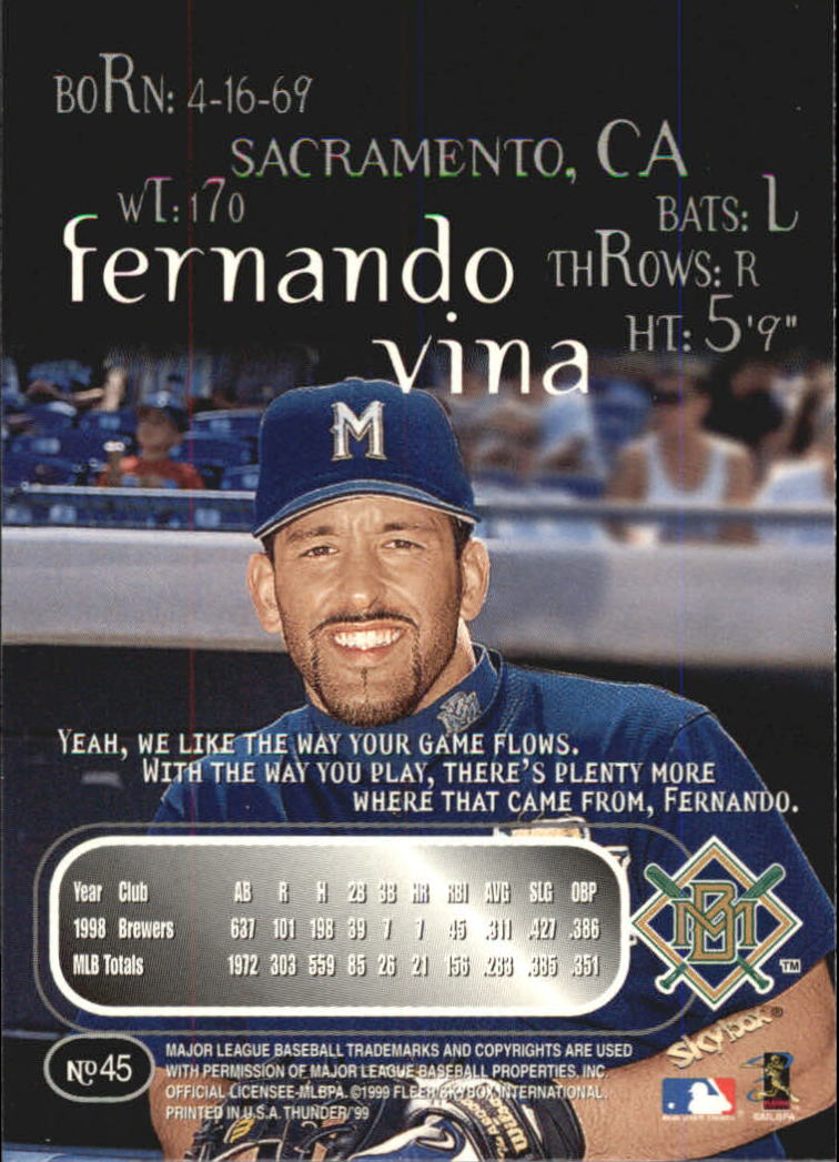 1999 Skybox Thunder Baseball "Main Set" Cards #1 to #150 - Picture 83 of 281