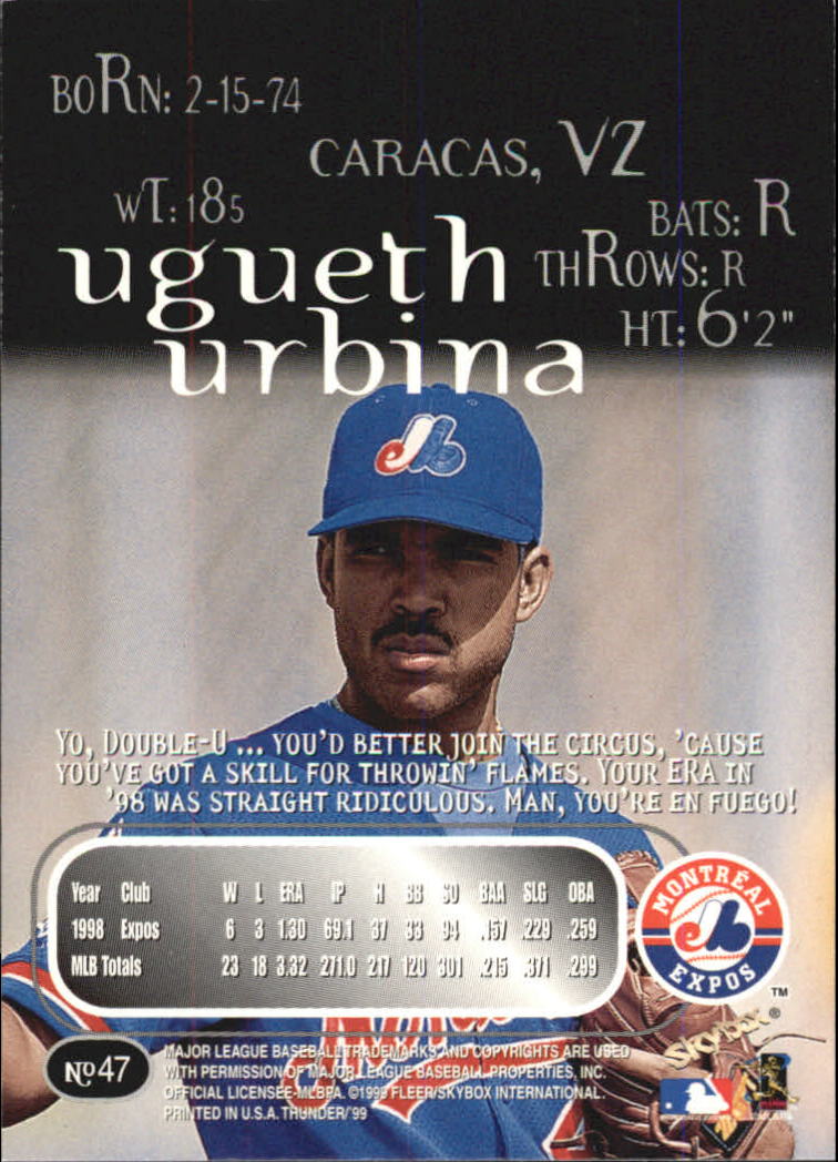 1999 Skybox Thunder Baseball "Main Set" Cards #1 to #150 - Picture 87 of 281