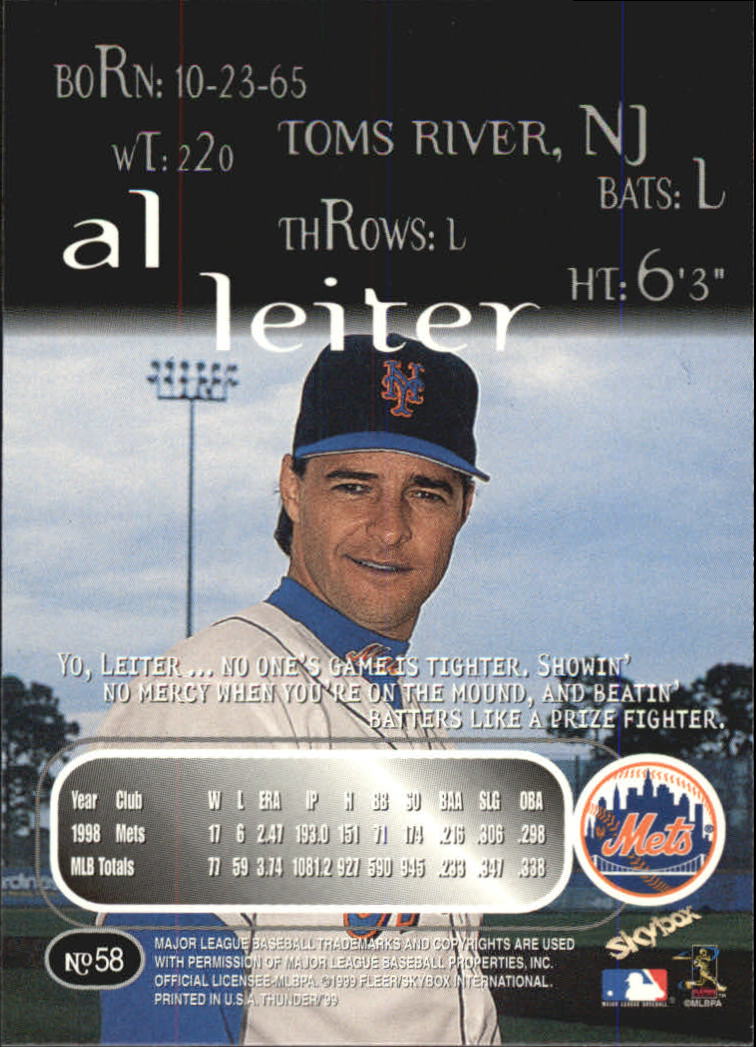 1999 Skybox Thunder Baseball "Main Set" Cards #1 to #150 - Picture 109 of 281