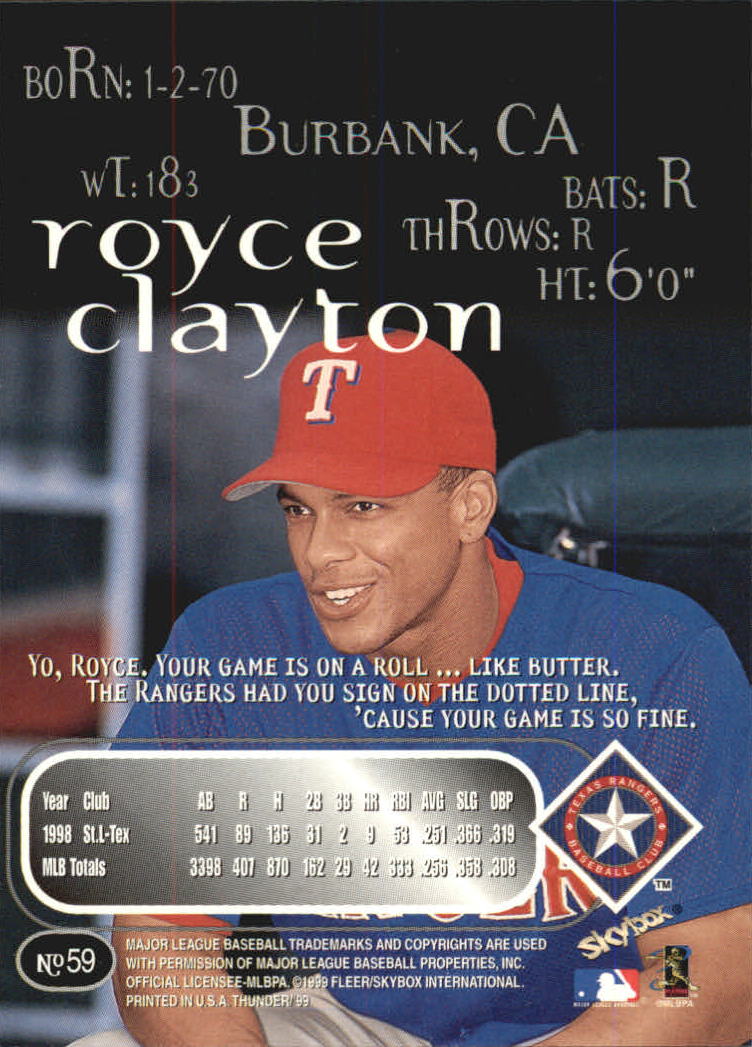 1999 Skybox Thunder Baseball "Main Set" Cards #1 to #150 - Picture 111 of 281