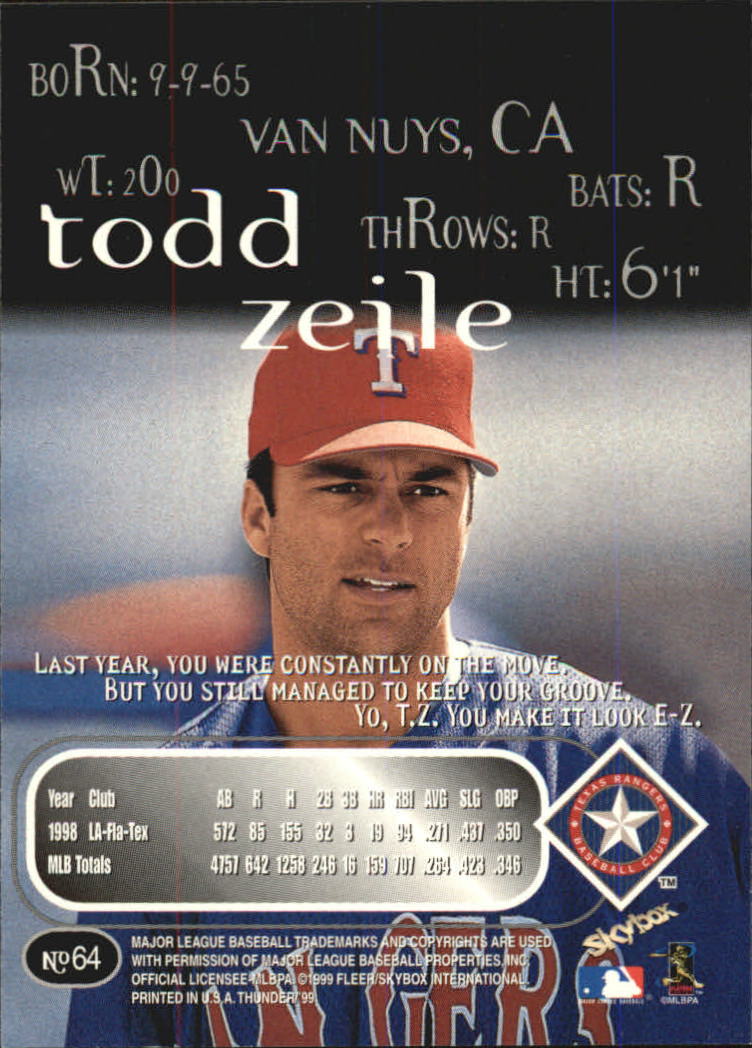 1999 Skybox Thunder Baseball "Main Set" Cards #1 to #150 - Picture 121 of 281